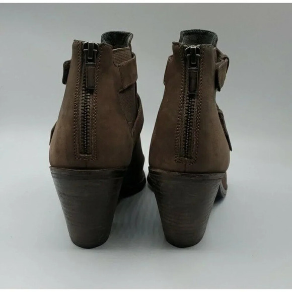 Eileen Fisher Womens List Ankle Boots Peep Toe Brown Leather Block Heel Size 9 - Picture 5 of 12